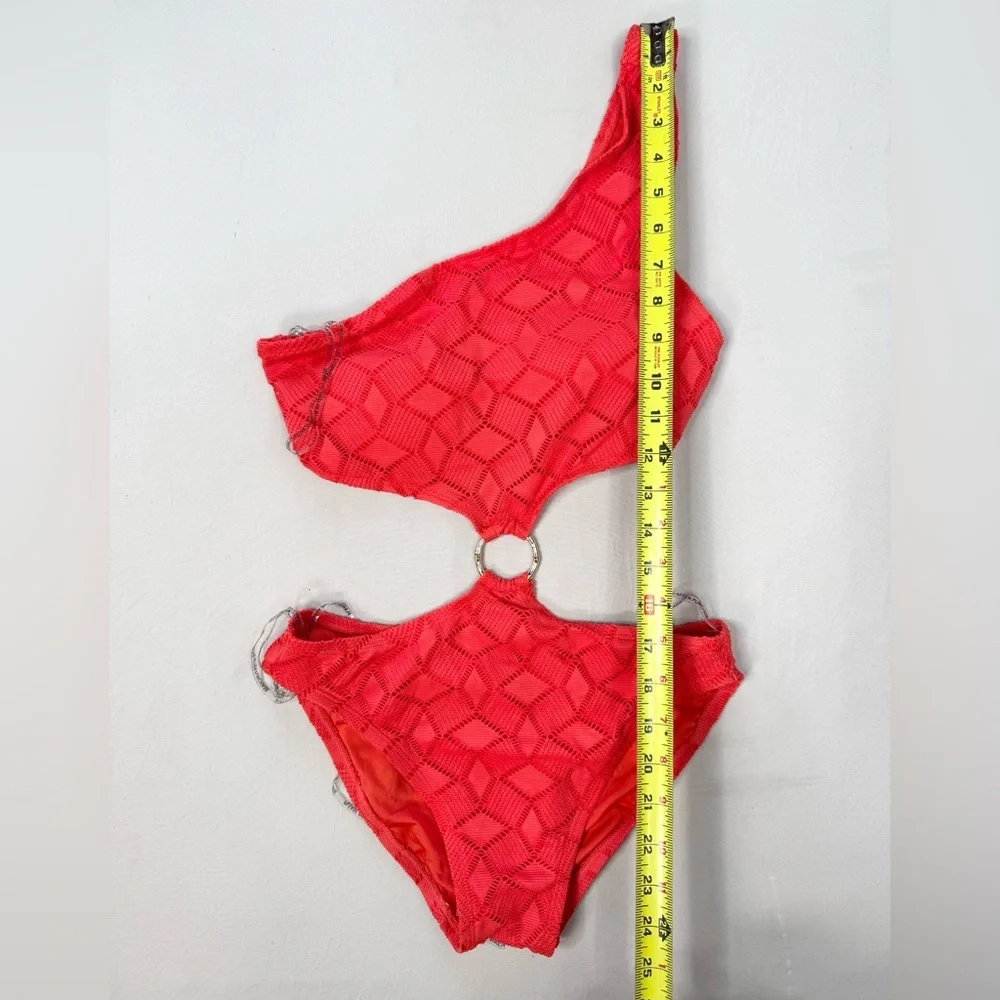 Vince Camuto One Piece Swimsuit Womens Size 6 Red Orange One-Shoulder Cutout - Picture 13 of 14